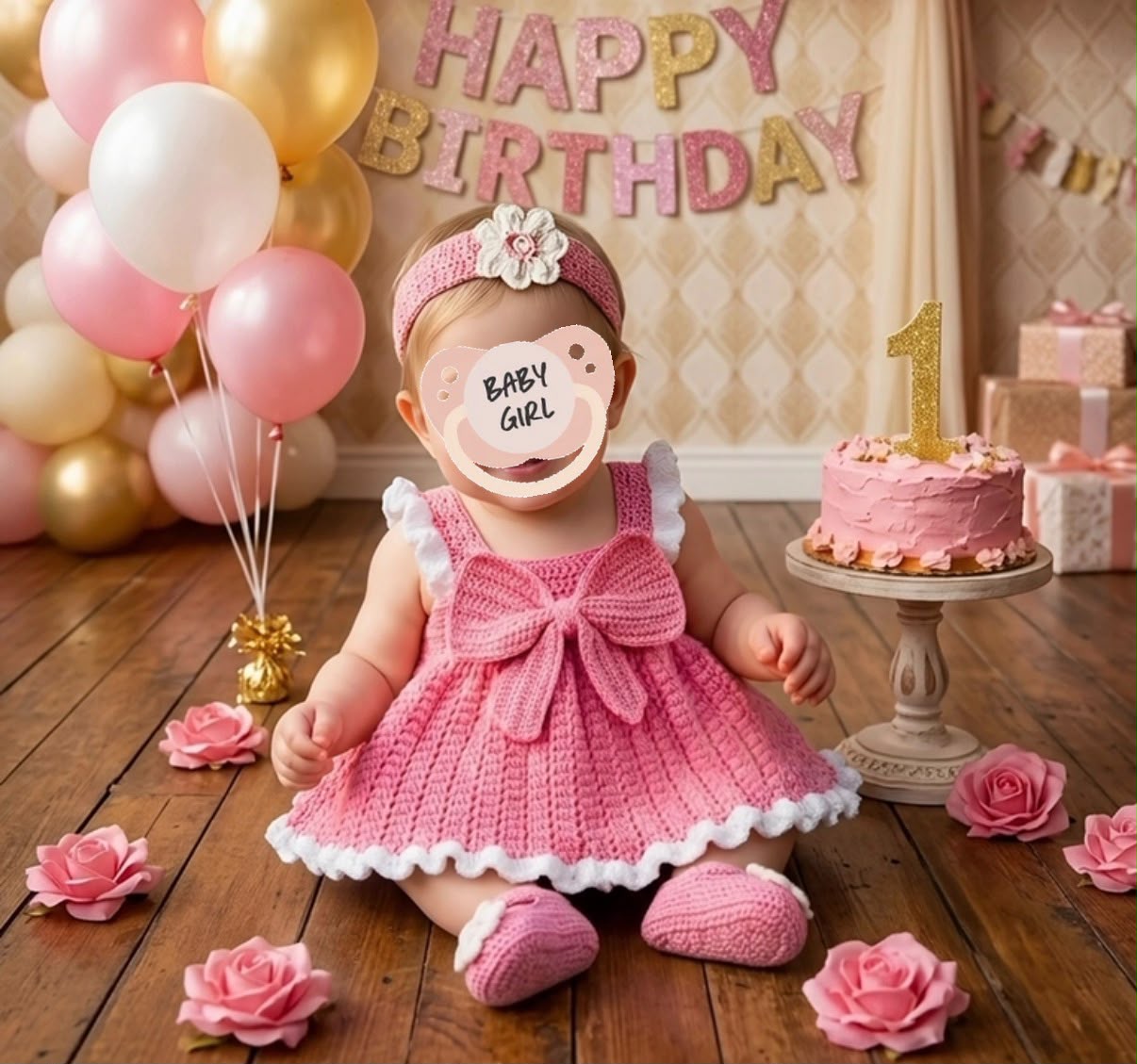 3-Piece Vintage Pink Baby Crochet Set