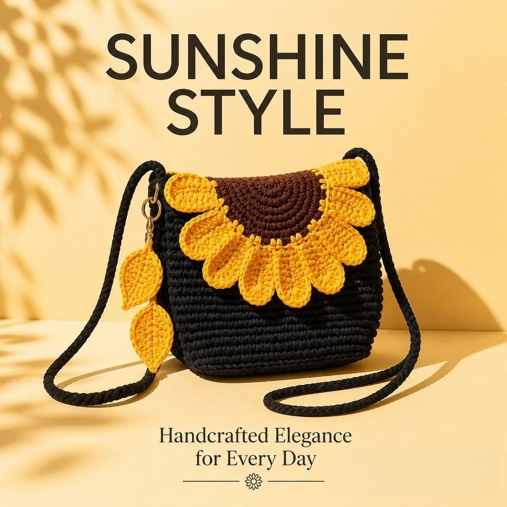 Sunflower Noir Crochet Sling Bag